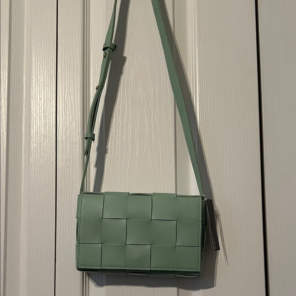 Green Woven Crossbody Bag